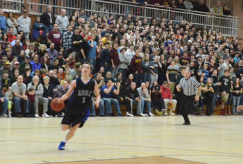 Ryan Marioni moves to the basket on a breakaway.