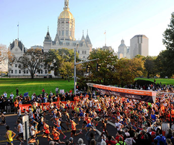 Thousands are expected to run Saturday at the NU Hartford Marathon. The start is at the capitol. (Photo courtesy of Hartford Marathon Foundation)